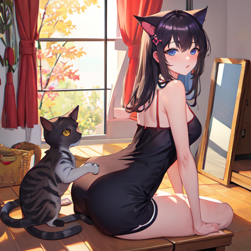 ネコと黒ネコ耳美少女