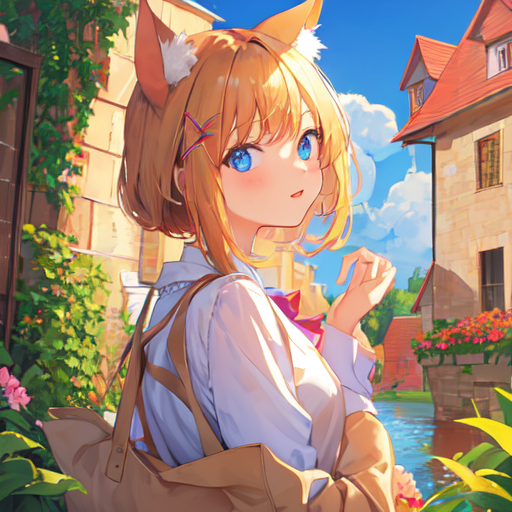 ネコ耳がよく似合っているかわいらしい女の子の萌え絵