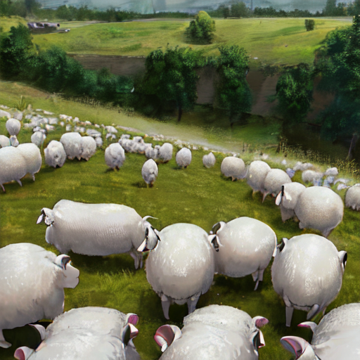 優雅に移動している羊の大群のイラスト画像