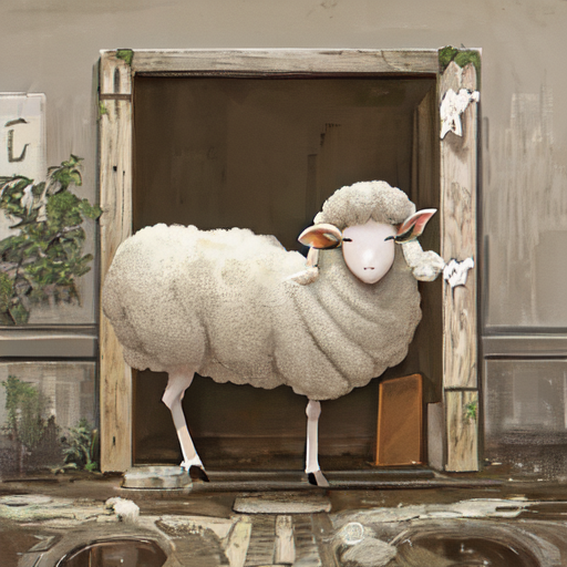 羊がこっちを見て微笑んでいる