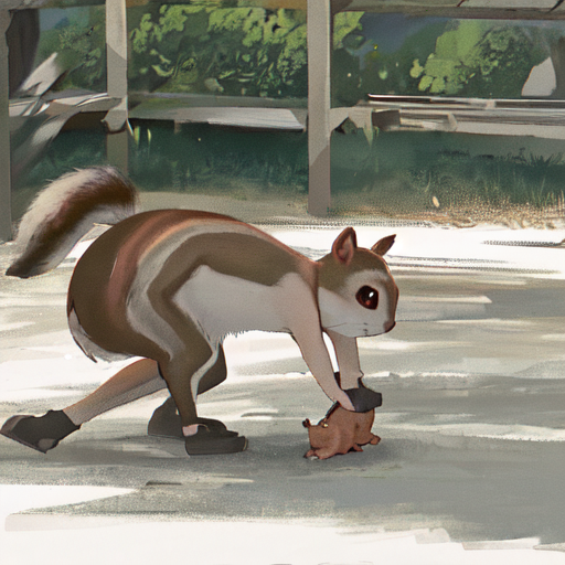 リスがネズミを捕まえている