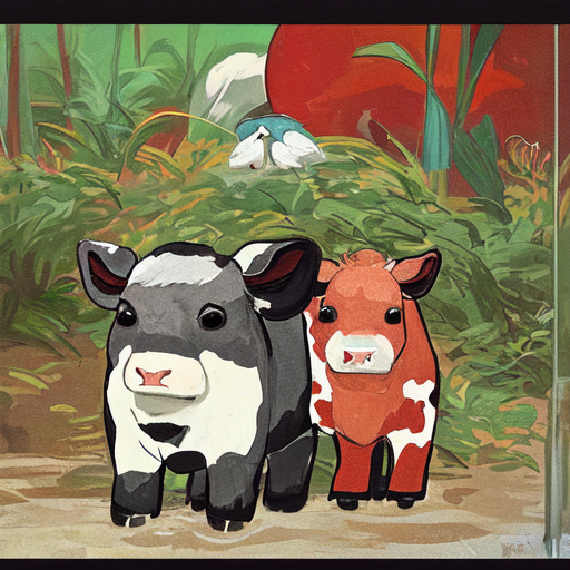 まだ小さい牛のラフなイラスト