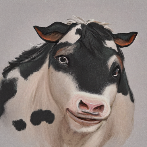 いかつい牛の顔ドアップのイラスト2次元画像