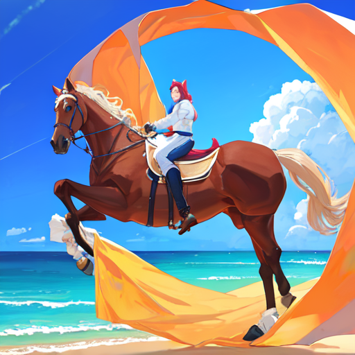 大きな馬に乗って走っているフリー2次元素材