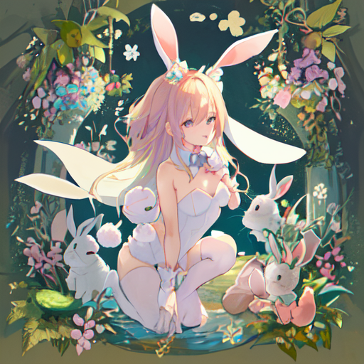 不思議の国にいそうな女の子とウサギ