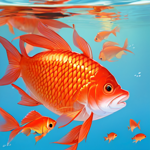 鮮やかな赤い金魚が泳いでいる水槽