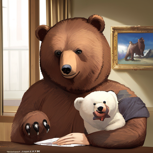 色の違う熊の親子