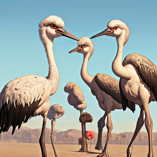 砂漠に立っている複数のダチョウ