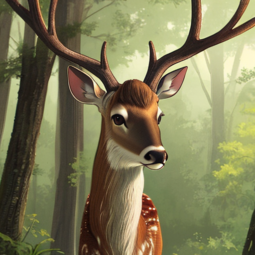 とても立派な角が生えた森にいるシカ