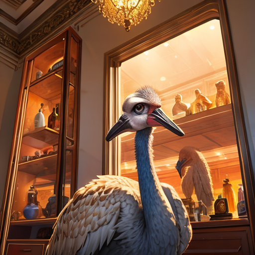 室内にいるダチョウ