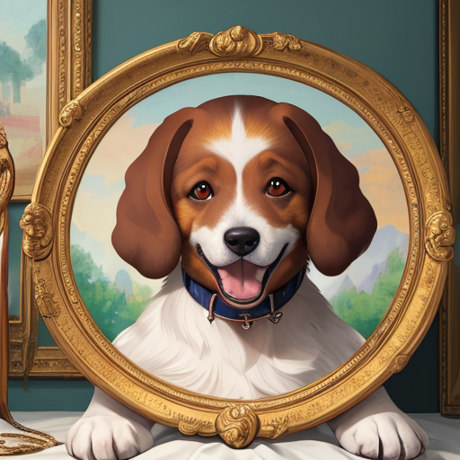 写真の額に入っているふうな犬