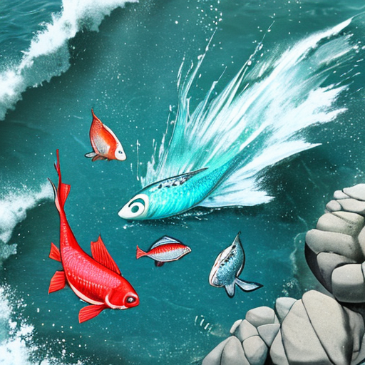 勢いよく泳いでいる魚