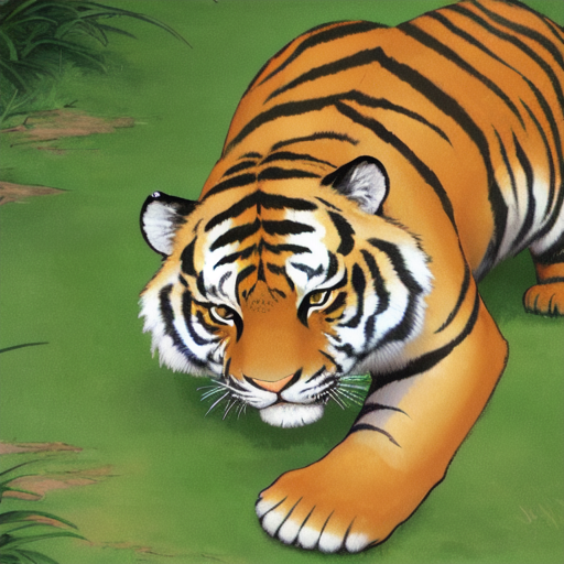 コッチを睨みつけて狙っているトラ