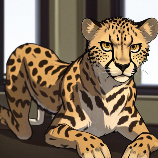 こっちを睨みつけているまだ若いチーター