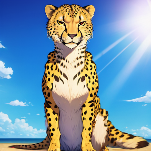 太陽の下で座っているチーター